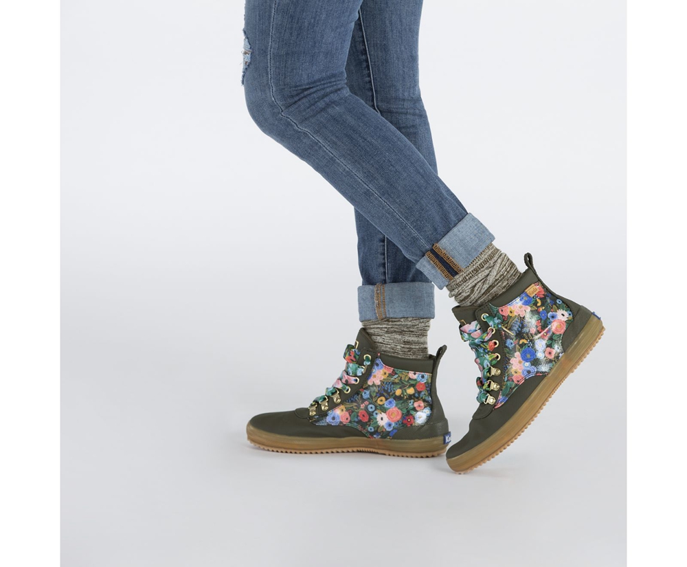 Keds Sneaker Damen Grün - Rifle Paper Co. Scout Water-Resistant Boot Garden Party - HAF-659120